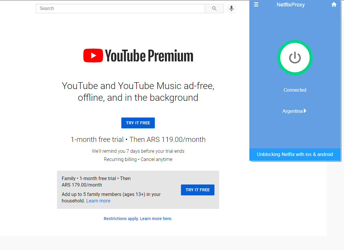 How to register Cheapest Price Argentina youtube premium account via VPN