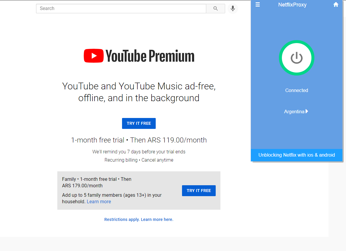 youtube premium argentina